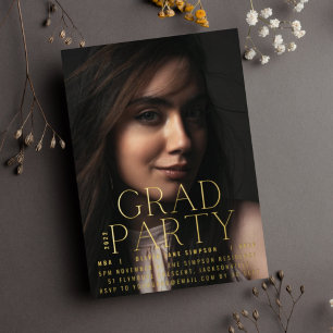 GRAD PARTY Gold Pressed Script Modern College