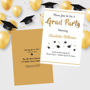 Grad Party Graduation Celebration Gold Invitation