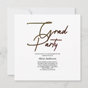 Grad Party Invitation Hathama Script Black White