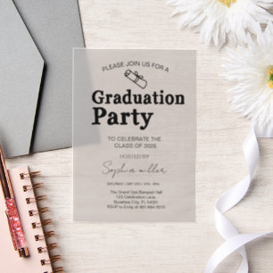 Grad Party Invite Class of 2025,Minimal grad Vellum Invitations