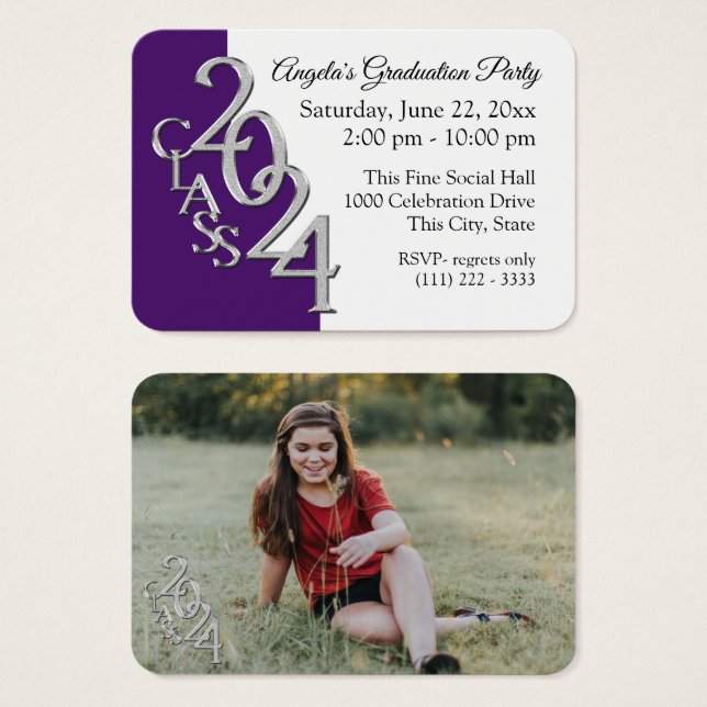 Grad Party Mini Pocket Photo Insert Card 2024 (Front & Back)