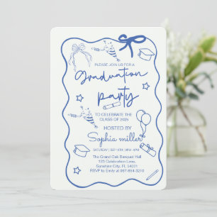 Grad Party Retro Invite Class of 2025,Whimsical 