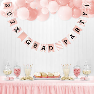 Grad Party Rose Gold Stripes and Dots Bunting