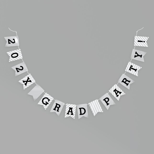 Grad Party Silver Stripes and Dots Bunting (Creator Uploaded)