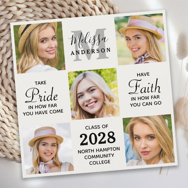 Grad Personalised 5 Photo Collage Graduation Announcement (Creator Uploaded)