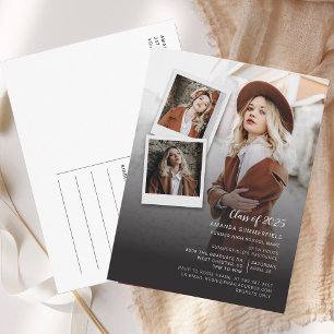Grad Photo 2025 Script Graduation Party Invitation Postcard