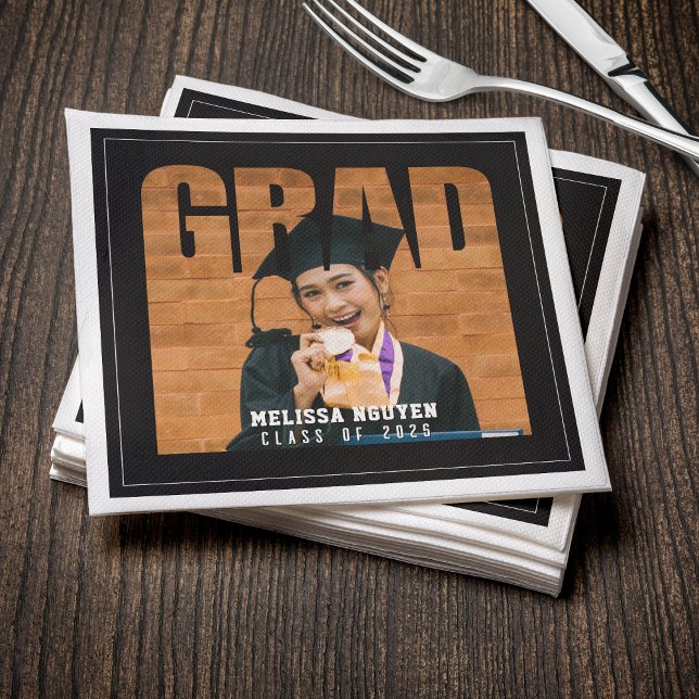 Grad Photo Black Graduation Napkin (Grad Photo Black Graduation Napkins
)