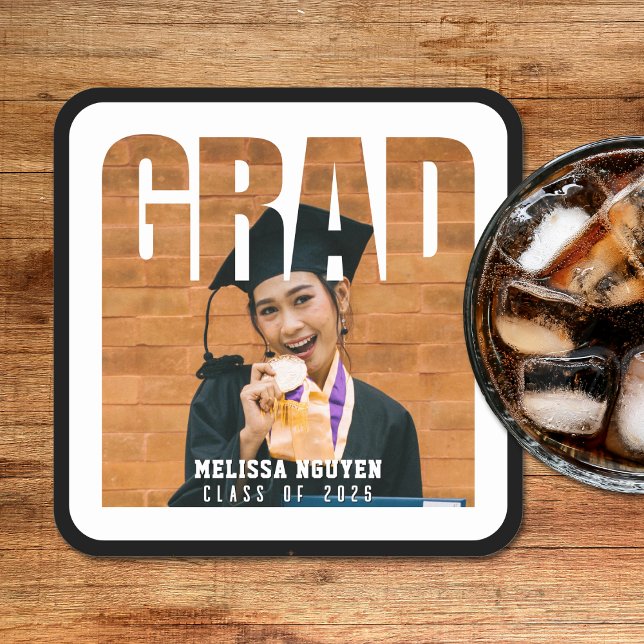 Grad Photo Black Graduation Square Paper Coaster (Grad Photo Black Graduation Square Paper Coaster
)