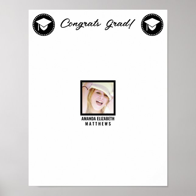 Grad Photo Black Script Small Guest Signature Poster (Front)