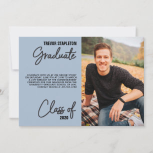 Grad Photo Blue Online Graduation Party Invitation