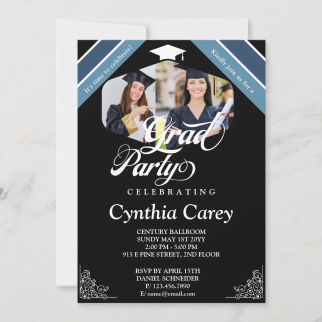 Grad Photo Collage Graduation Party  Invitation (Front)