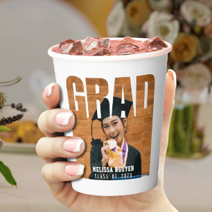 Grad Photo Graduation White Paper Cups