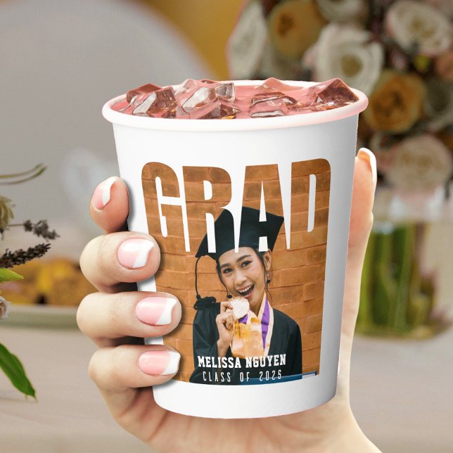 Grad Photo Graduation White Paper Cups (Grad Photo Graduation White Paper Cups
)