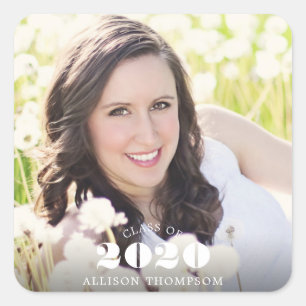 Grad Photo Modern Square Sticker
