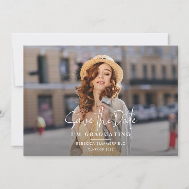 Grad Photo Save the Date Graduation Party Announcement (Front)