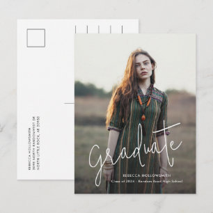 Grad Photo Script Graduation Announcement Postcard
