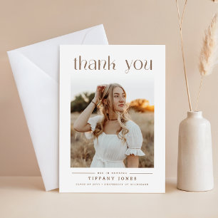 Grad Photo White Gold Nursing Graduation Thank You Postcard