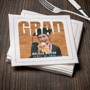 Grad Photo White Graduation Napkin