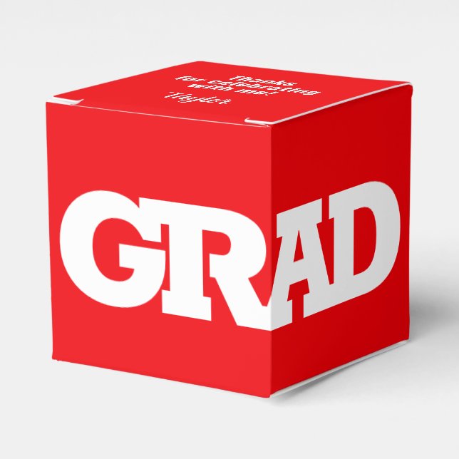 GRAD Red and White Graduation Party Favour Box (Front Side)
