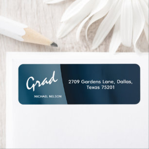 Grad Return Address Label Ocean Blue
