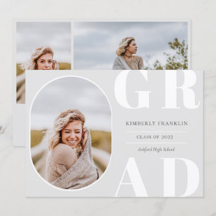 GRAD Rounded Photo Frame Graduation Invitation