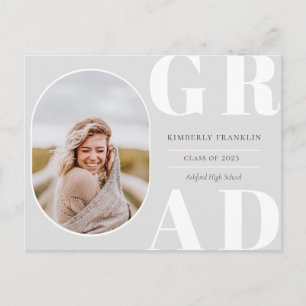 GRAD Rounded Photo Frame Graduation Invitation Postcard