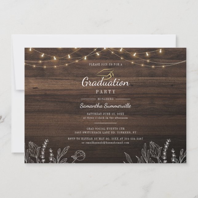 Grad Rustic Script Class of 2022 Graduation Party Invitation (Front)