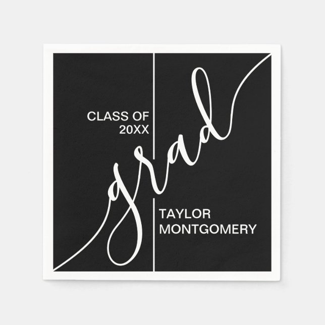 Grad Script Graduation Party Napkin (Front)