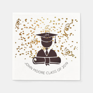Grad Silhouette With Diploma And Confetti Napkin