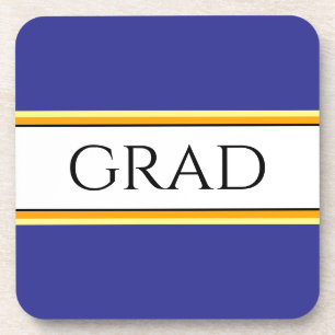 GRAD Sporty Deep Blue Orange White Racing Stripes Coaster