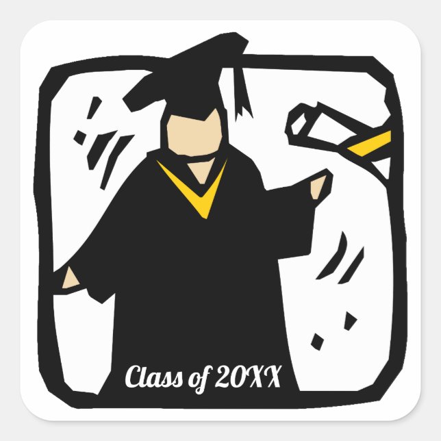 Grad Student Graduation Square Sticker (Front)