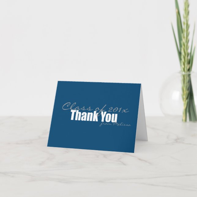 Grad Thank You with Name: Blue Card (Front)