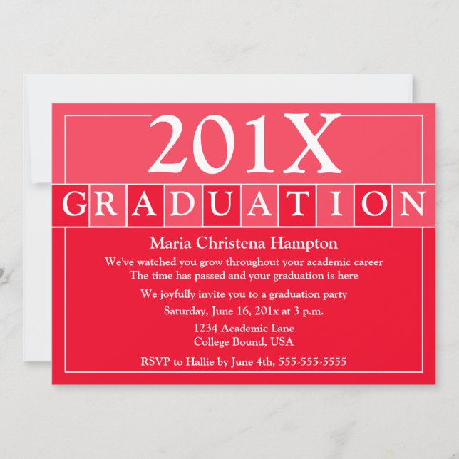 Grad Tiles Invitation (Red) (Front)