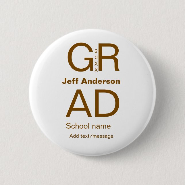 Grad typography modern graduation simple minimal c 6 cm round badge (Front)