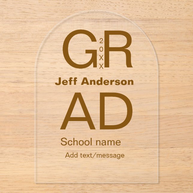 Grad typography modern graduation simple minimal c acrylic invitations (Front)