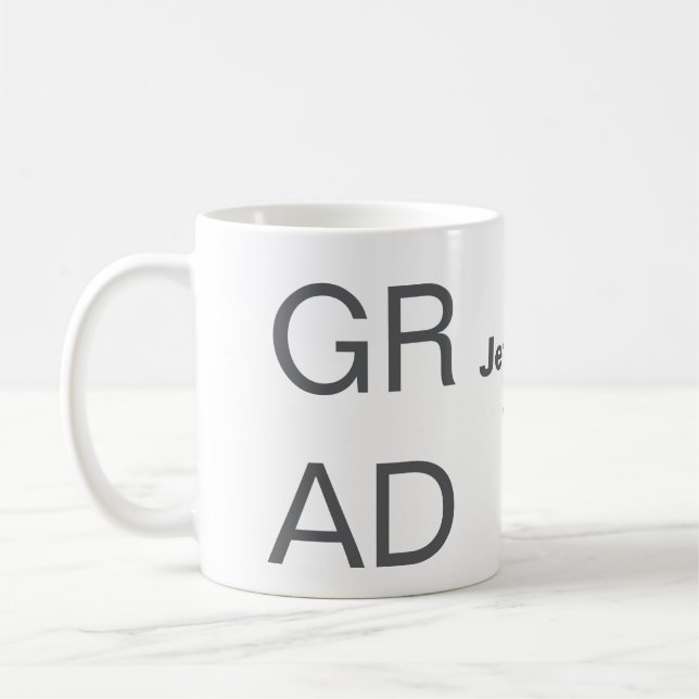 Grad typography modern graduation simple minimal c coffee mug (Left)
