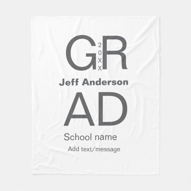 Grad typography modern graduation simple minimal c fleece blanket (Front)