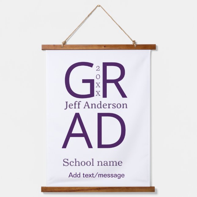 Grad typography modern graduation simple minimal c hanging tapestry (Front)