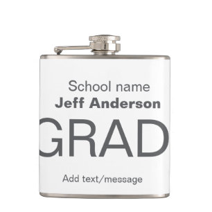 Grad typography modern graduation simple minimal c hip flask