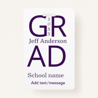 Grad typography modern graduation simple minimal c ID badge