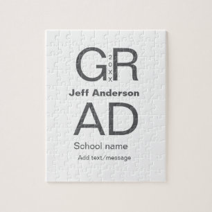 Grad typography modern graduation simple minimal c jigsaw puzzle