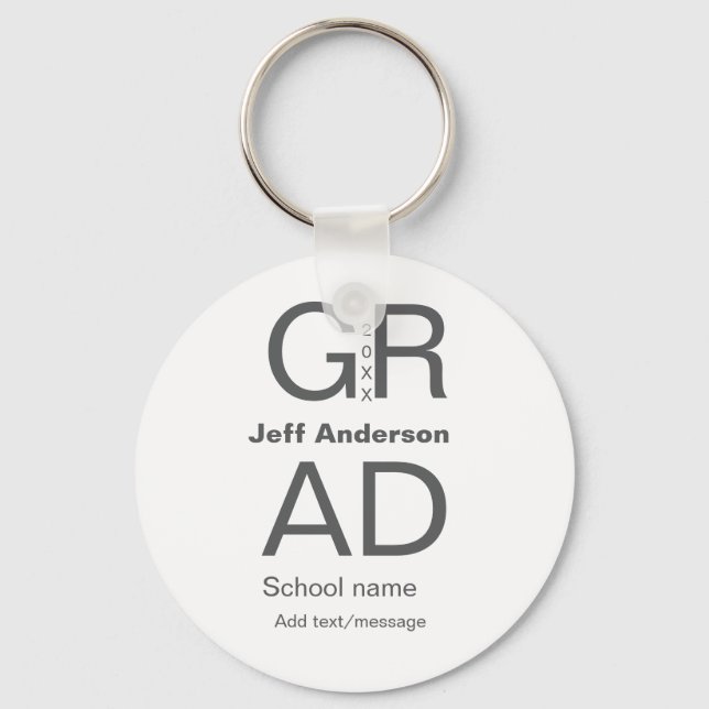Grad typography modern graduation simple minimal c key ring (Front)