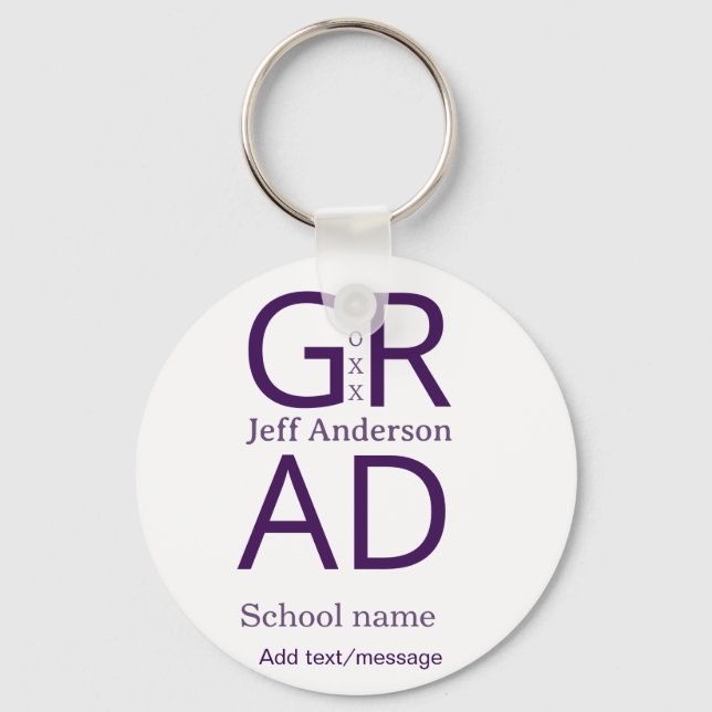 Grad typography modern graduation simple minimal c key ring (Front)