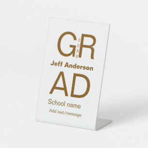 Grad typography modern graduation simple minimal c pedestal sign