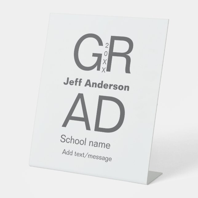 Grad typography modern graduation simple minimal c pedestal sign (Front)