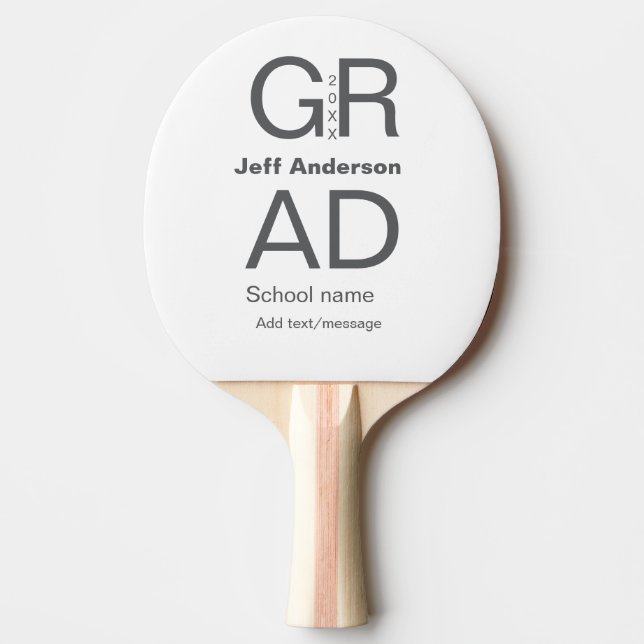 Grad typography modern graduation simple minimal c ping pong paddle (Front)