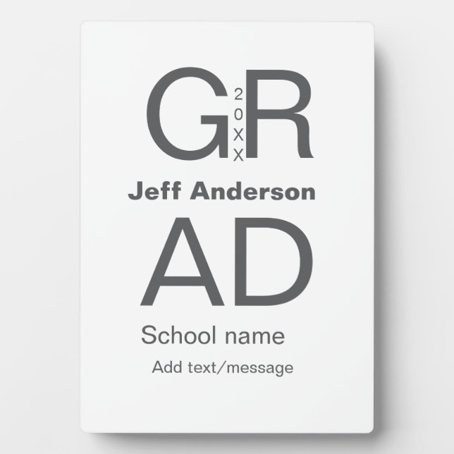Grad typography modern graduation simple minimal c plaque (Front)