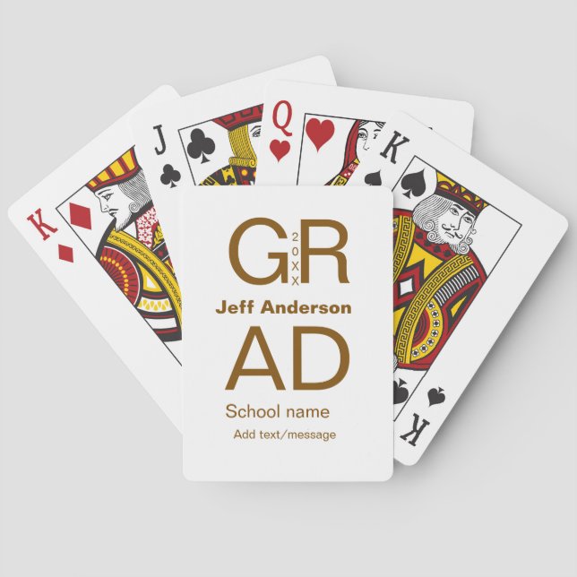 Grad typography modern graduation simple minimal c playing cards (Back)