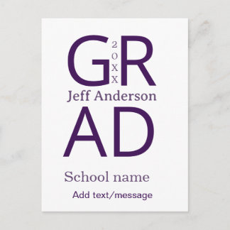 Grad typography modern graduation simple minimal c postcard