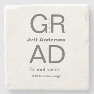 Grad typography modern graduation simple minimal c stone coaster